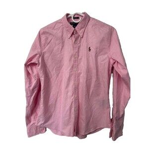 Ralph Lauren Button Down Shirt Boys Size 10 Pink Long Sleeves Slim Fit